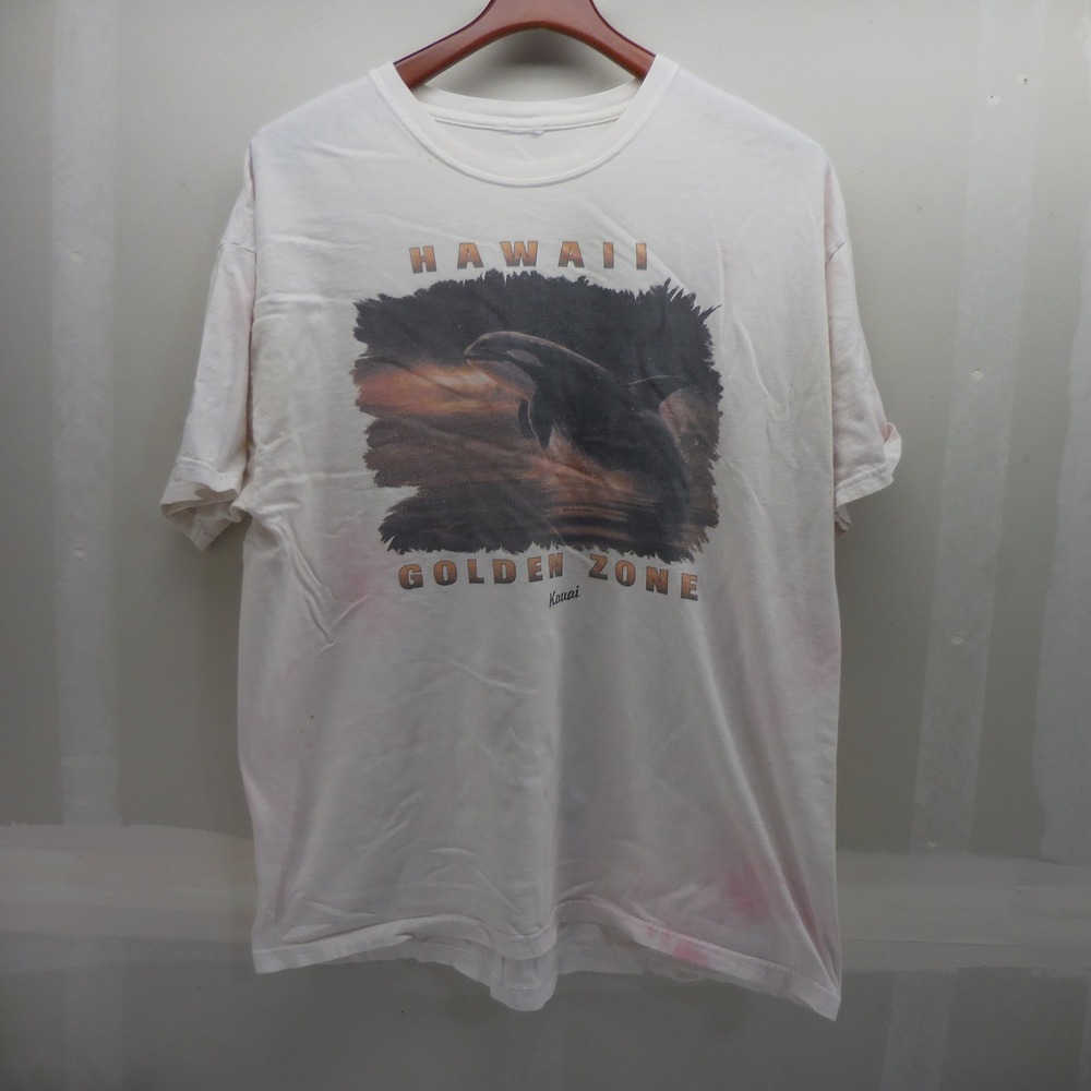 Vintage Hawaii Golden Zone Kauai Orca Whale Graphic T-Shirt White Large L